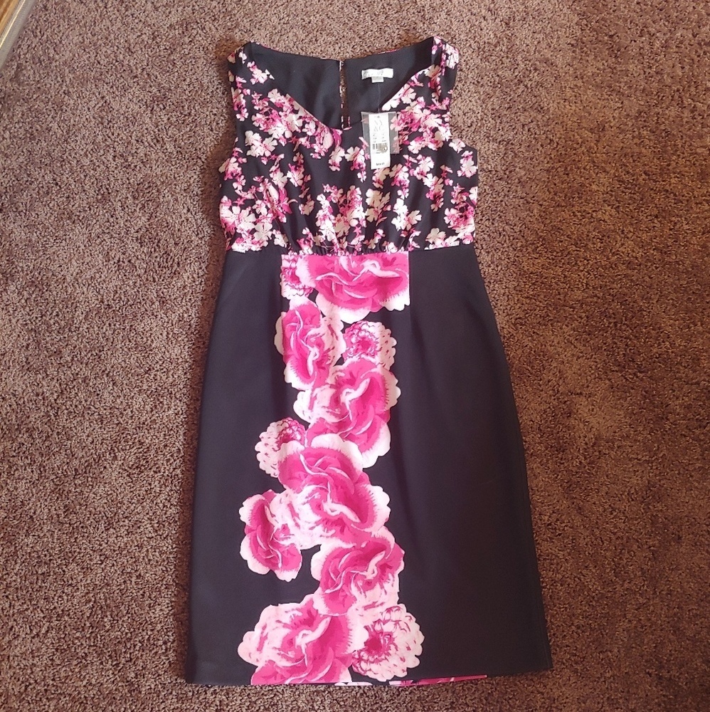 NWT new York&co black & pink floral midi dress